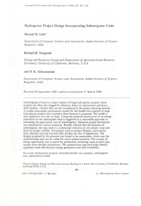 Hydropower Project Design Incorporating Submergence Costs Sharad M. Lele* Richard B. Norgaard