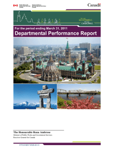 Departmental Performance Report For the period ending March 31, 2011