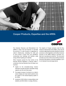 Cooper Products, Expertise and the ARRA