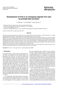 Astronomy Astrophysics Development of twist in an emerging magnetic flux tube