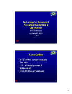 Class Outline Technology for Government Accountability: Dangers &amp; Opportunities
