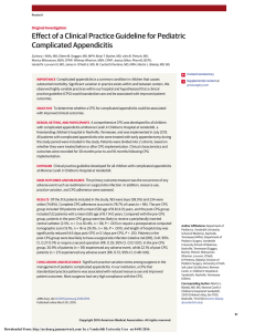 Effect of a Clinical Practice Guideline for Pediatric Complicated Appendicitis