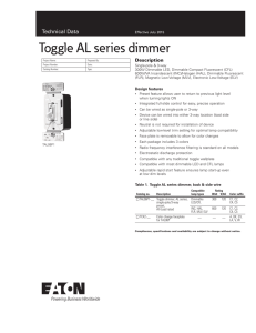 Toggle AL series dimmer Technical Data Description