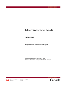 Library and Archives Canada 2009–2010 Departmental Performance Report