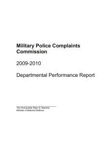 2009-2010 Departmental Performance Report Military Police Complaints