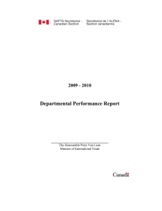 Departmental Performance Report 2009 - 2010 The Honourable Peter Van Loan