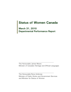 Status of Women Canada  March 31, 2010 Departmental Performance Report
