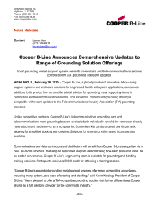 Cooper B-Line Announces Comprehensive Updates to Range of Grounding Solution Offerings