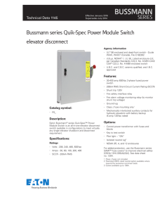 Bussmann series Quik-Spec Power Module Switch elevator disconnect Technical Data 1145 Agency information