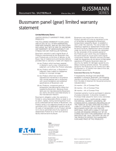 BUSSMANN Bussmann panel (gear) limited warranty statement SERIES