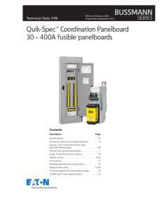 Quik-Spec™ Coordination Panelboard 30 - 400A fusible panelboards Technical Data 1160 Contents