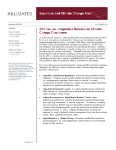 Securities and Climate Change Alert SEC Issues Interpretive Release on Climate