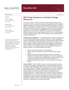 Securities Alert SEC Posts Guidance on Climate Change Disclosure