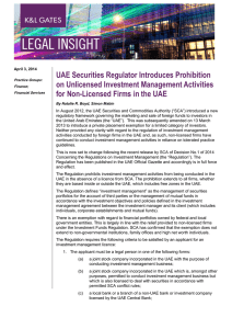 UAE Securities Regulator Introduces Prohibition on Unlicensed Investment Management Activities