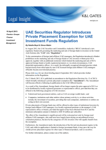 UAE Securities Regulator Introduces Private Placement Exemption for UAE Investment Funds Regulation