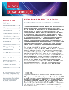 UDAAP Round Up: 2014 Year in Review  February 10, 2015
