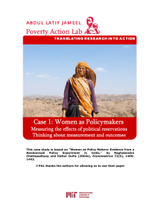 Case 3: Women as Policymakers Case 1: Women as Policymakers