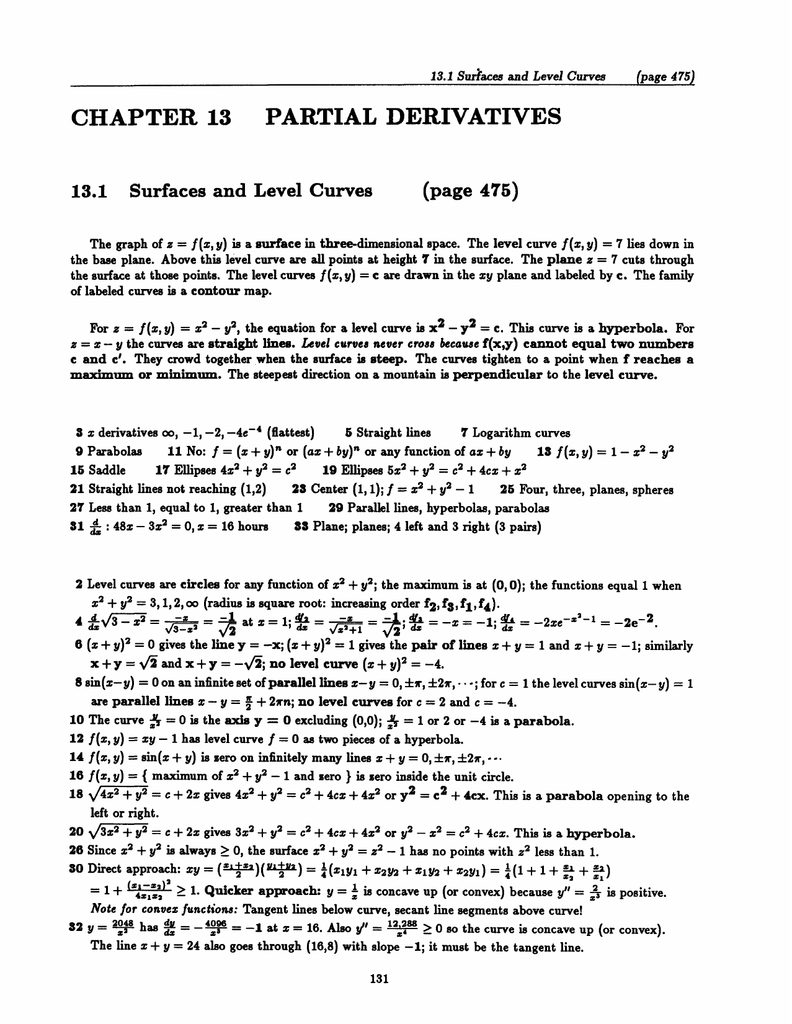 Chapter Partial Derivatives