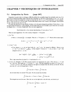 CHAPTER TECHNIQUES OF  INTEGRATION 7