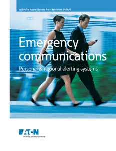 Emergency communications Personal &amp; regional alerting systems ALERiTY Roam Secure Alert Network (RSAN)