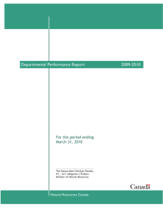 PERFORMANCE REPORT Departmental Performance Report 2009-2010