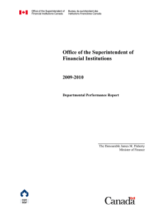 Office of the Superintendent of Financial Institutions 2009-2010 Departmental Performance Report