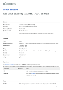 Anti-CD26 antibody [MM0249- 1G24] ab89398 Product datasheet Overview Product name