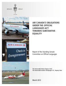 AIR CANADA’S OBLIGATIONS UNDER THE OFFICIAL LANGUAGES ACT: