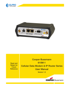 Cooper Bussmann 615M-1 Cellular Data Modem &amp; IP Router Series User Manual