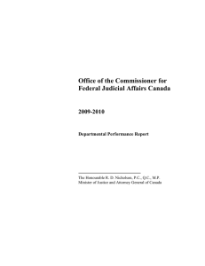 Office of the Commissioner for Federal Judicial Affairs Canada 2009-2010 Departmental Performance Report
