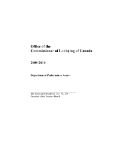 Office of the Commissioner of Lobbying of Canada 2009-2010