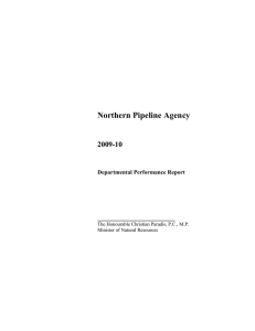 Northern Pipeline Agency 2009-10 Departmental Performance Report