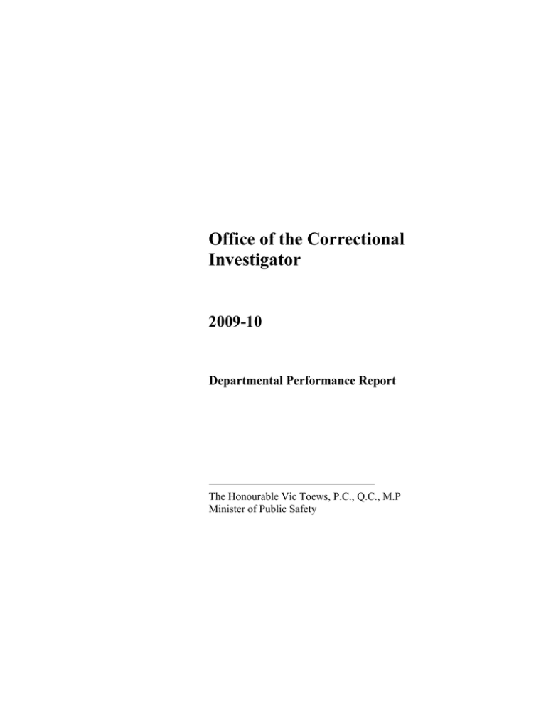 Office of the Correctional Investigator 2009-10
