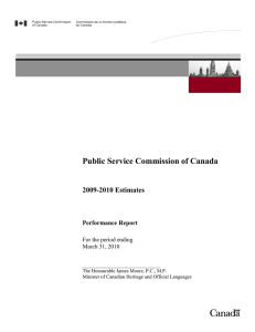 Public Service Commission of Canada 2009-2010 Estimates Performance Report For the period ending