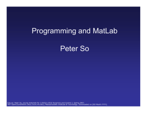 Programming and MatLab Peter So