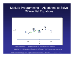 MatLab Programming – Algorithms to Solve Differential Equations y x