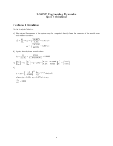 2.003SC Engineering Dynamics Quiz 3 Solutions Problem 1 Solution: