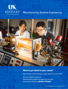 Manufacturing Systems Engineering Want to get ahead in your career?