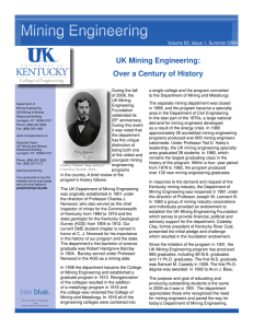 Mining Engineering UK Mining Engineering: Over a Century of History