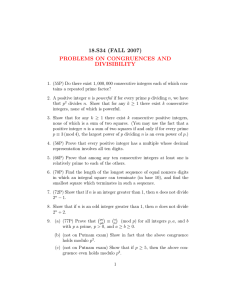 18.S34  (FALL  2007) DIVISIBILITY