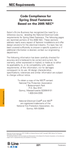 NEC Requirements Code Compliance for Spring Steel Fasteners Based on the 2005 NEC