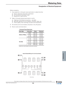 Metering Data Energization of Electrical Equipment