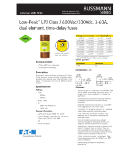 Low-Peak™ LPJ Class J 600Vac/300Vdc, 1-60A, dual element, time-delay fuses