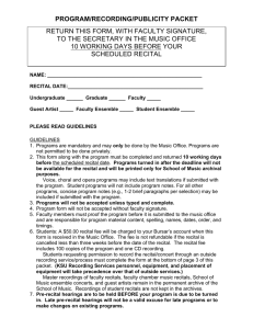 PROGRAM/RECORDING/PUBLICITY PACKET RETURN THIS FORM, WITH FACULTY SIGNATURE,
