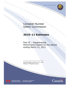 Canadian Nuclear Safety Commission 2010–11 Estimates