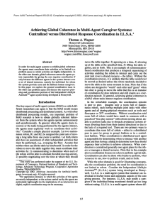 Achieving  Global  Coherence in  Multi-Agent  Caregiver ... Centralized  versus  Distributed  Response Coordination in ...
