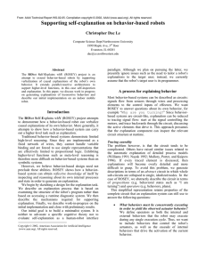 Supporting self-explanation on behavior-based robots  Christopher Dac Le