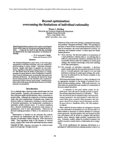 Beyond optimization: overcoming the  limitations  of  individual  rationality
