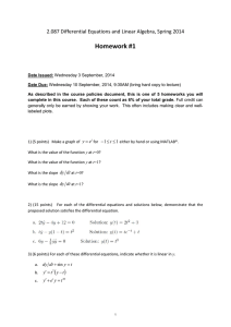 Homework #1 2.087 Differential Equations and Linear Algebra, Spring 2014