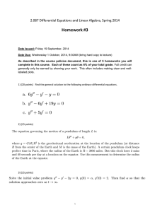 Homework #3 2.087 Differential Equations and Linear Algebra, Spring 2014